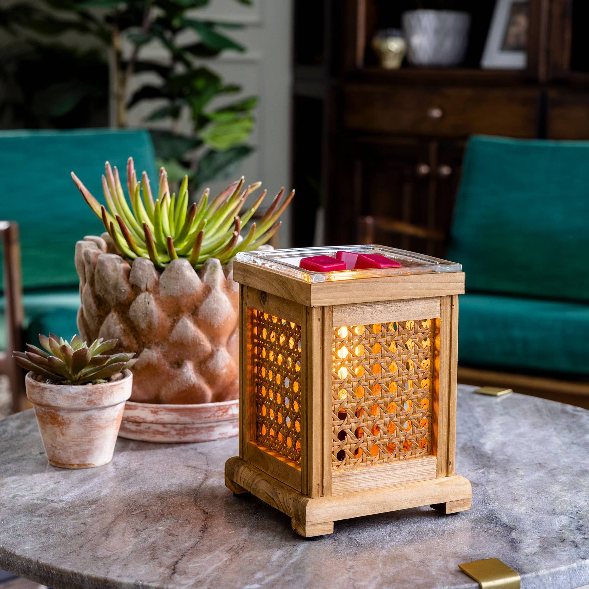 Vintage Bulb illumination Fragrance Warmer-Wood & Cane