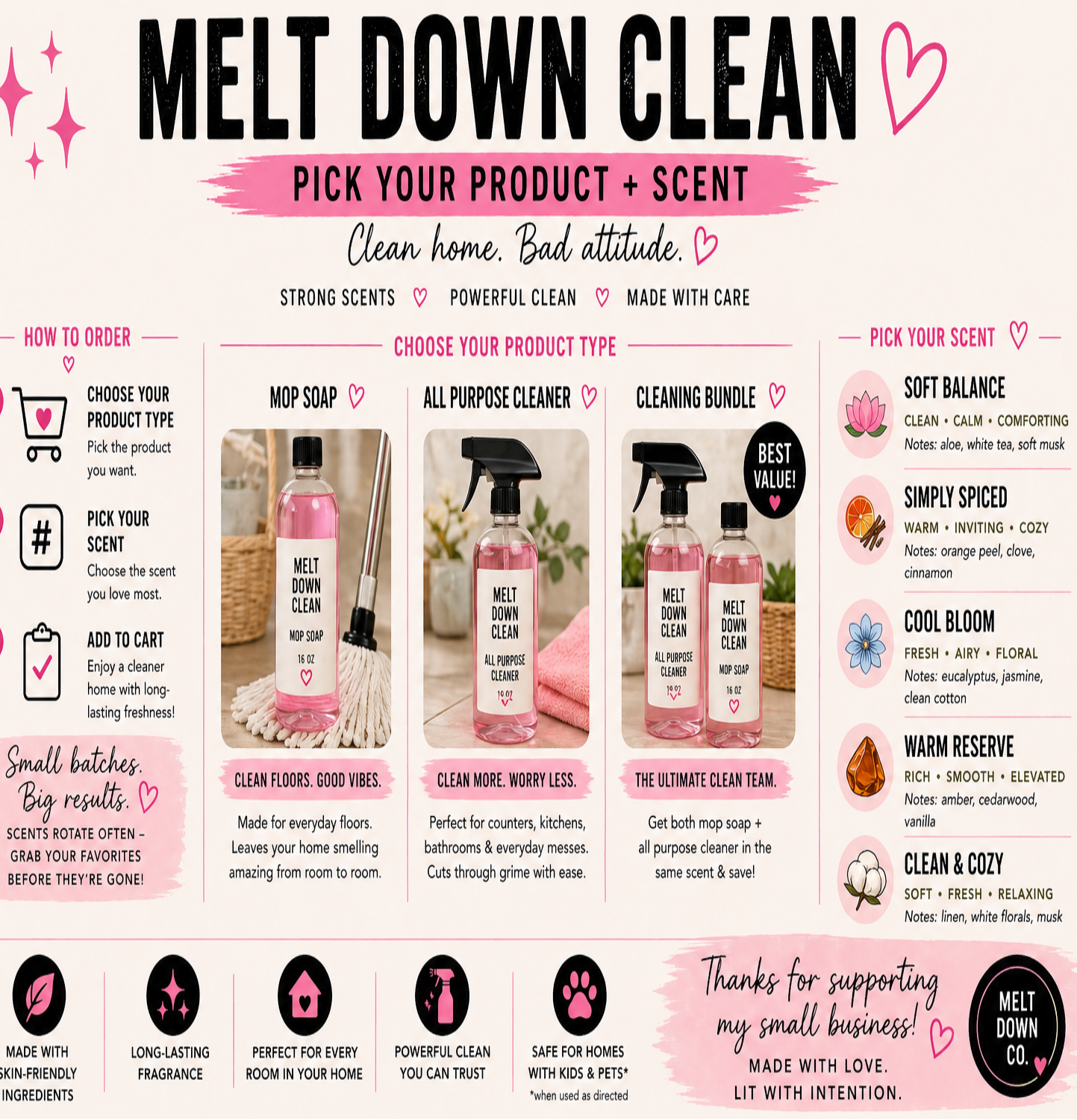 Melt Down Clean – Mop Soap & All Purpose Cleaner + Scent 🧼